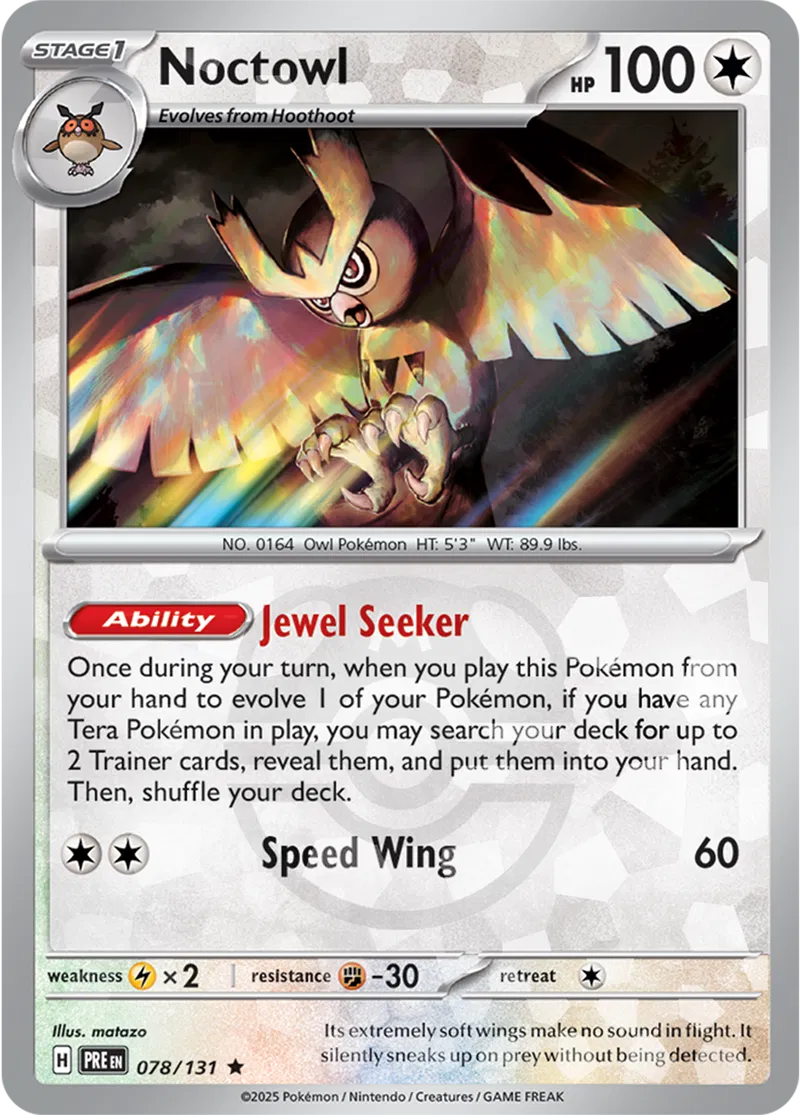 Prismatic Evolutions - 078/131 - Noctowl (Master Ball Holo)