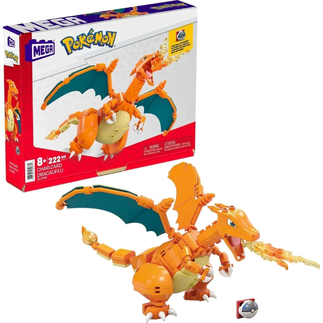 Zestaw klocków Pokémon Charizard od MEGA Construx, 222 elementy