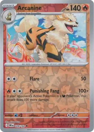 Destined Rivals - 028/182 - Arcanine (Reverse Holo)