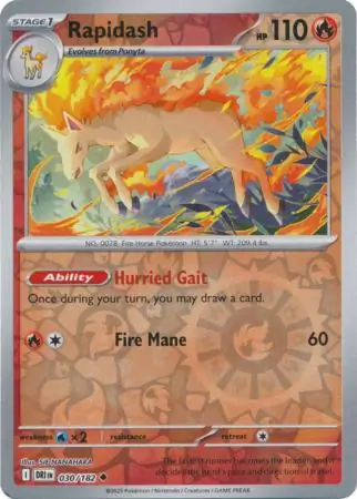 Destined Rivals - 030/182 - Rapidash (Reverse Holo)