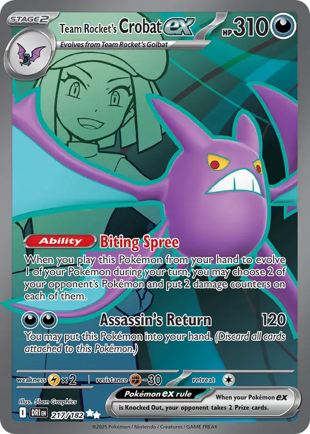 Destined Rivals - 217/182 - Team Rocket's Crobat ex