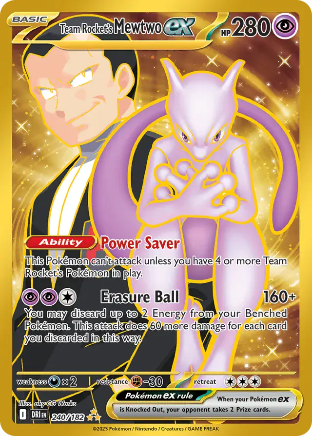 Destined Rivals - 240/182 - Team Rocket's Mewtwo ex (złota)