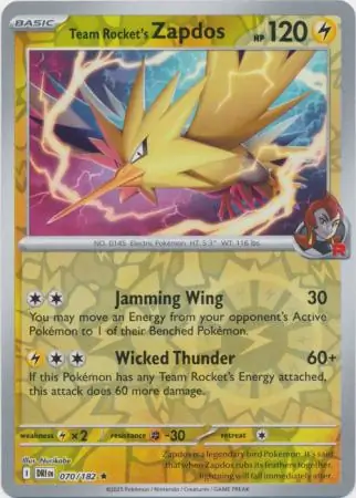 Destined Rivals - 070/182 - Team Rocket's Zapdos (Reverse Holo)