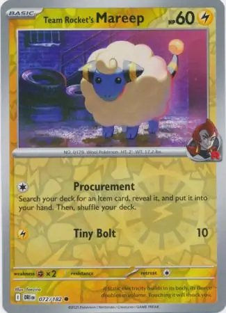 Destined Rivals - 072/182 - Team Rocket's Mareep (Reverse Holo)