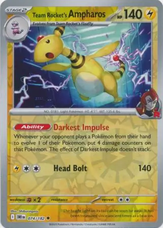 Destined Rivals - 074/182 - Team Rocket's Ampharos (Reverse Holo)