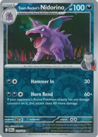 Destined Rivals - 118/182 - Team Rocket's Nidorino (Reverse Holo)