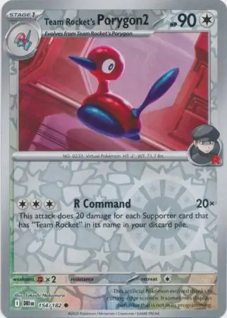 Destined Rivals - 154/182 - Team Rocket's Porygon2 (Reverse Holo)
