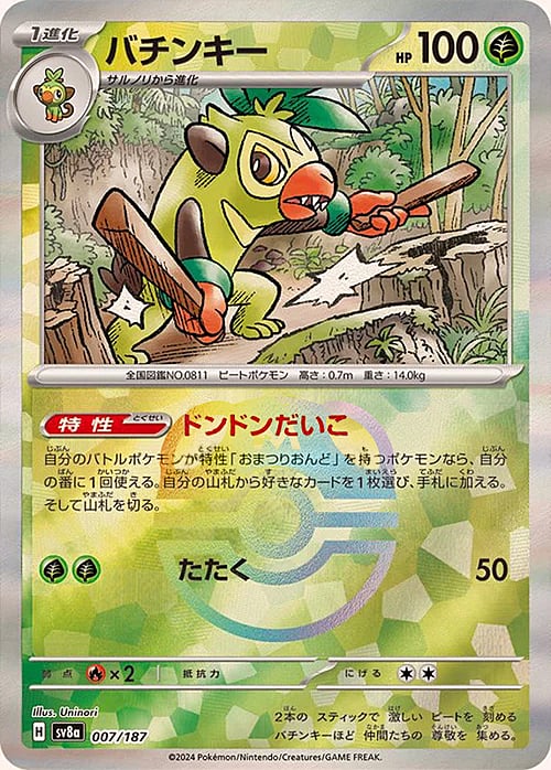 sv8a Terastal Festival - 007/187 - Thwackey (Master Ball Holo)