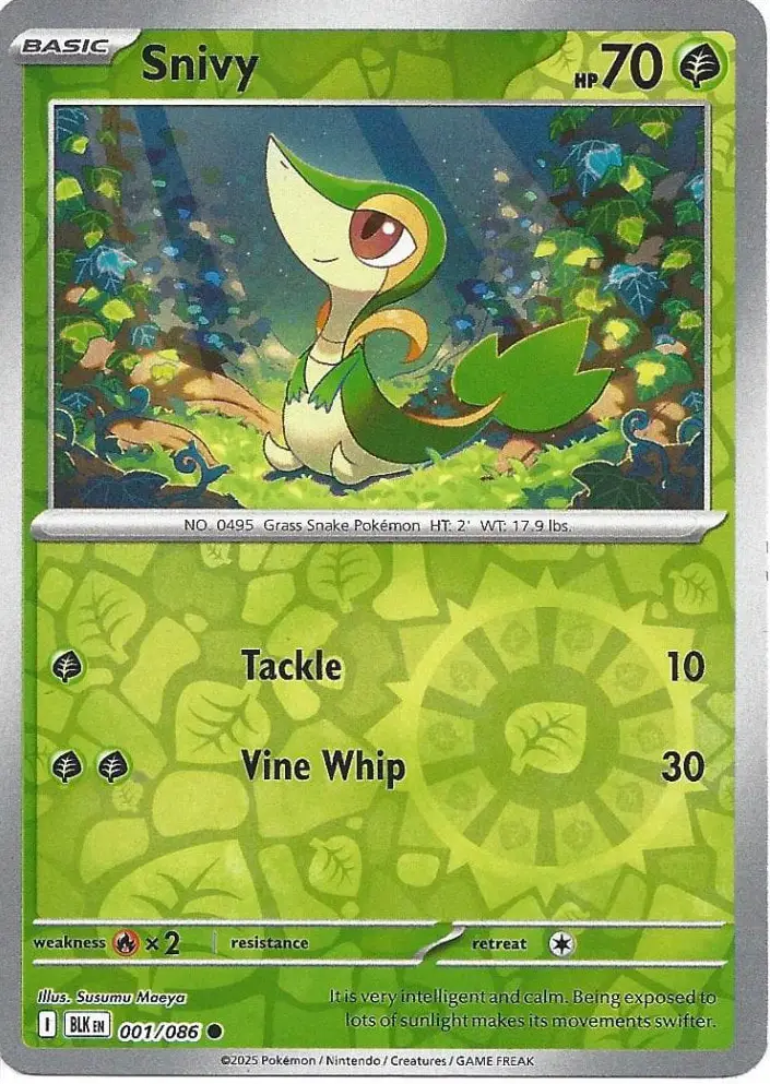 BLK - Black Bolt - 001/086 - Snivy (Reverse Holo)