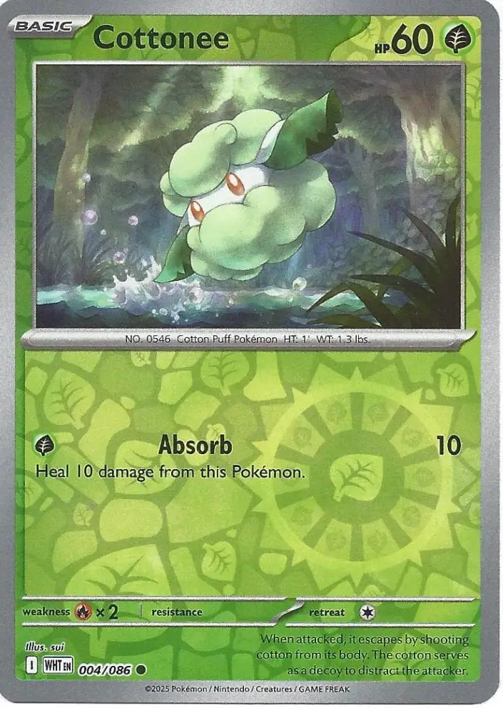 WHT - White Flare - 004/086 - Cottonee (Reverse Holo)