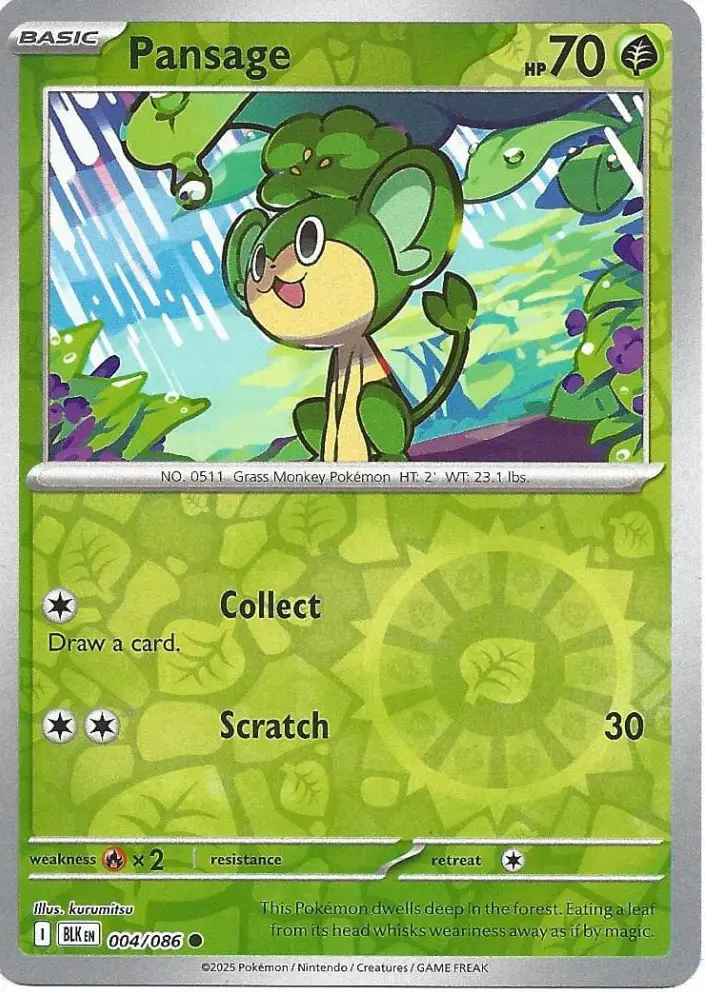 BLK - Black Bolt - 004/086 - Pansage (Reverse Holo)