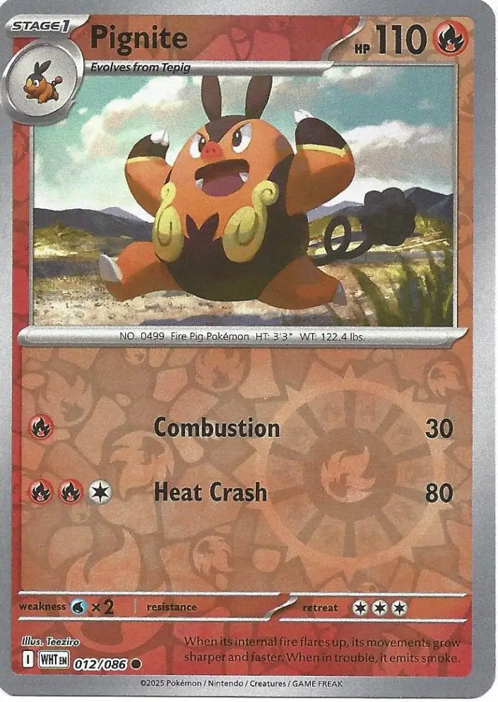 WHT - White Flare - 012/086 - Pignite (Reverse Holo)