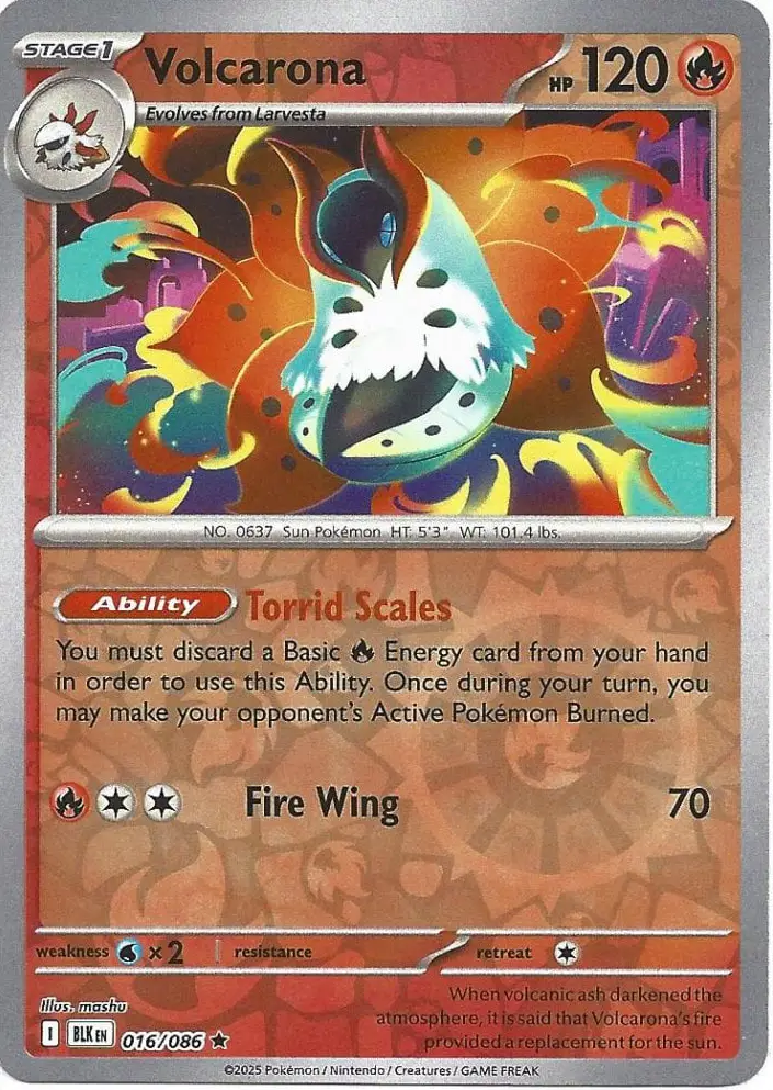 BLK - Black Bolt - 016/086 - Volcarona (Reverse Holo)