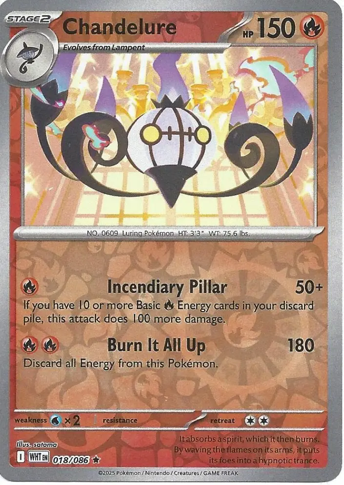 WHT - White Flare - 018/086 - Chandelure (Reverse Holo)
