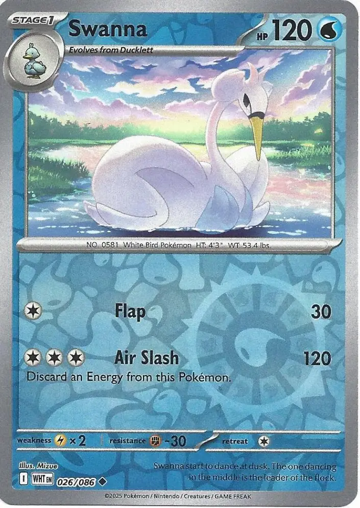 WHT - White Flare - 026/086 - Swanna (Reverse Holo)