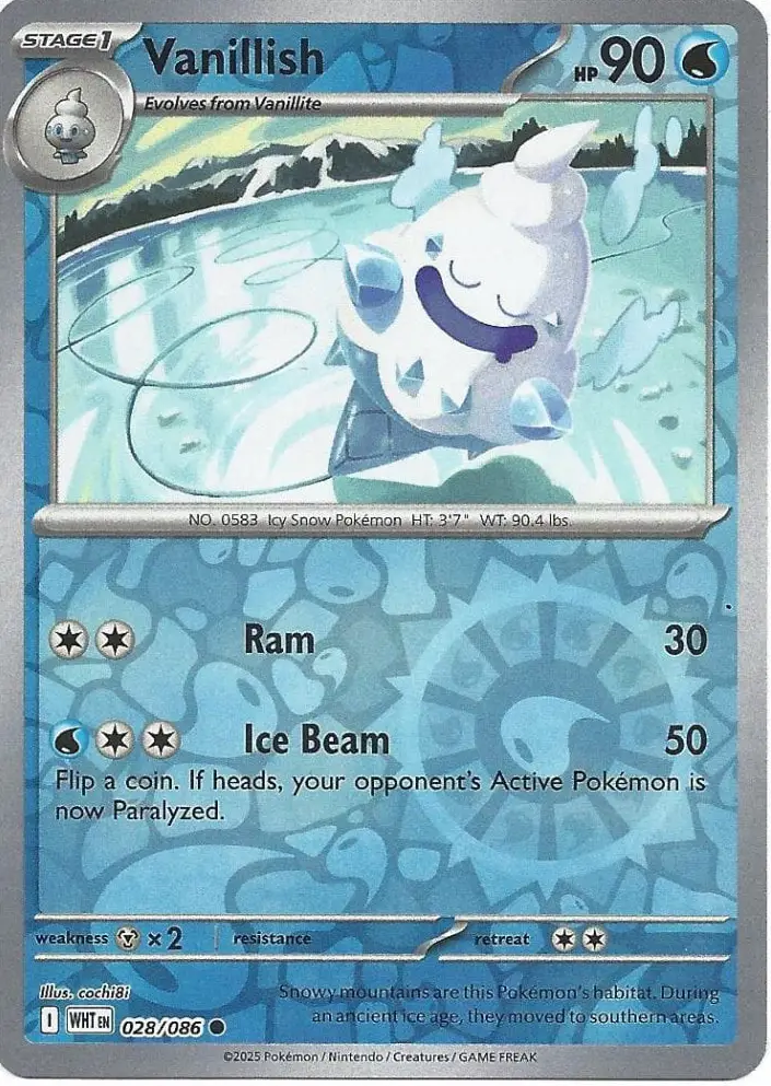 WHT - White Flare - 028/086 - Vanillish (Reverse Holo)