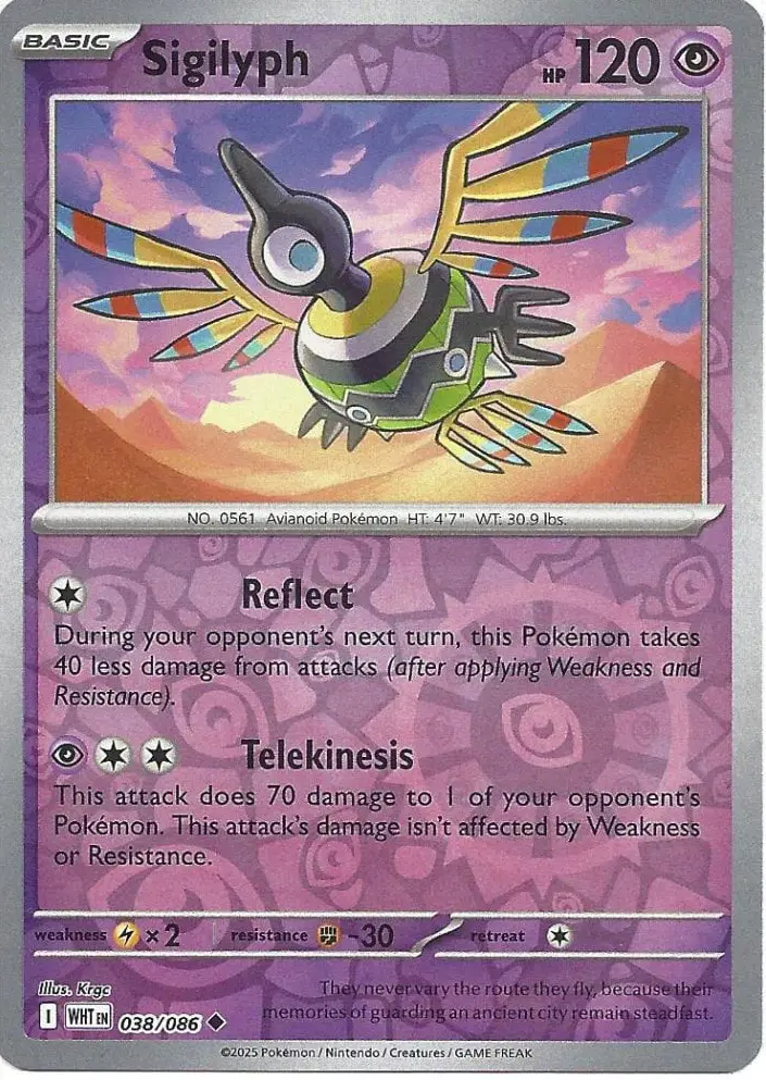 WHT - White Flare - 038/086 - Sigilyph (Reverse Holo)