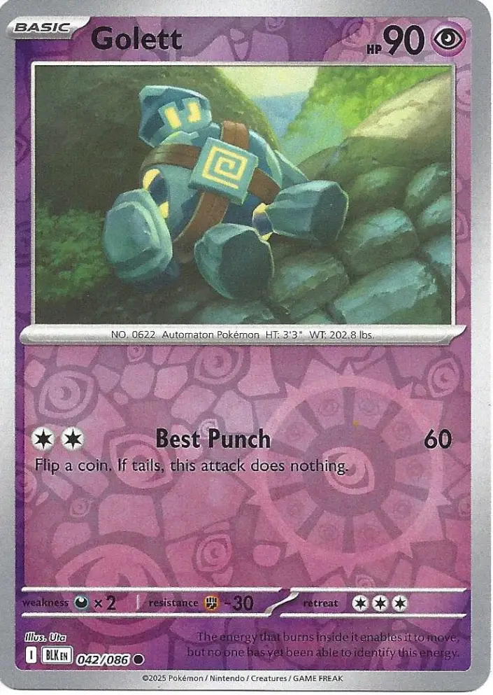 BLK - Black Bolt - 042/086 - Golett (Reverse Holo)