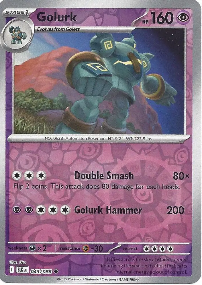 BLK - Black Bolt - 043/086 - Golurk (Reverse Holo)