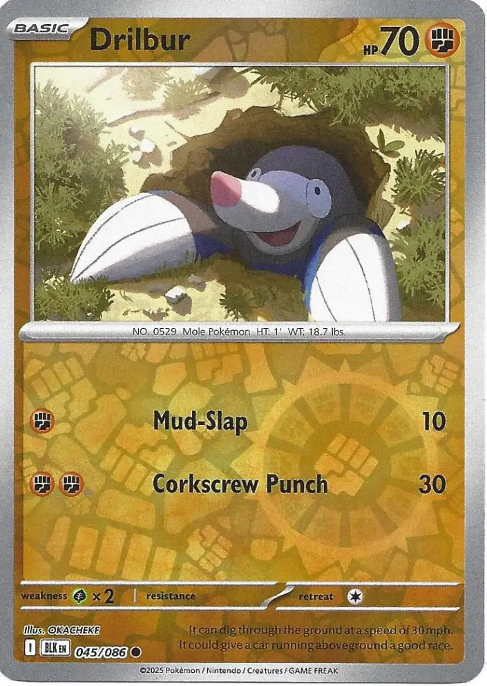 BLK - Black Bolt - 045/086 - Drilbur (Reverse Holo)