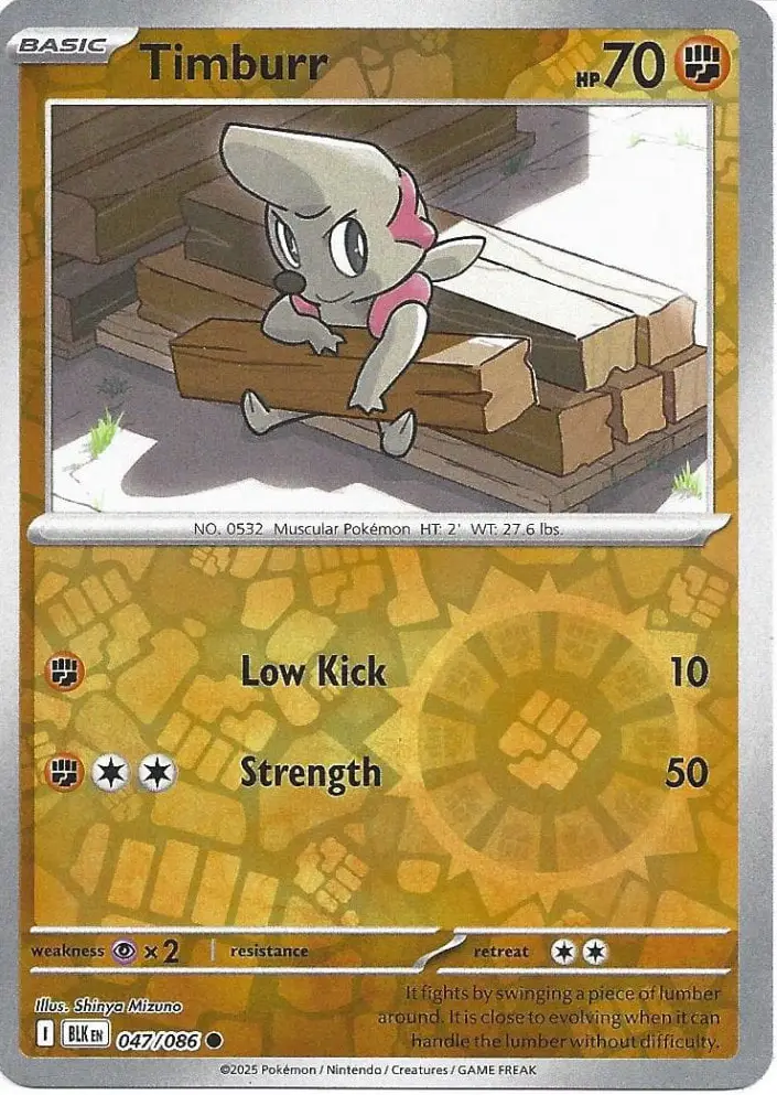 BLK - Black Bolt - 047/086 - Timburr (Reverse Holo)