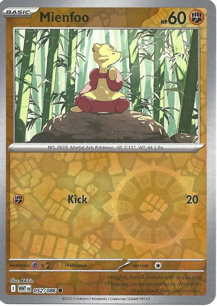 WHT - White Flare - 052/086 - Mienfoo (Reverse Holo)