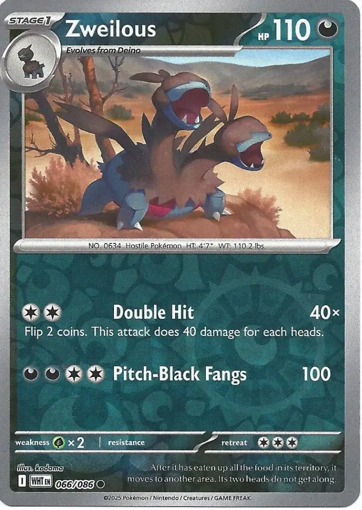 WHT - White Flare - 066/086 - Zweilous (Reverse Holo)