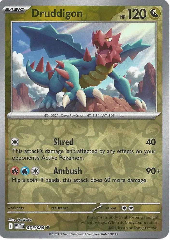 WHT - White Flare - 071/086 - Druddigon (Reverse Holo)