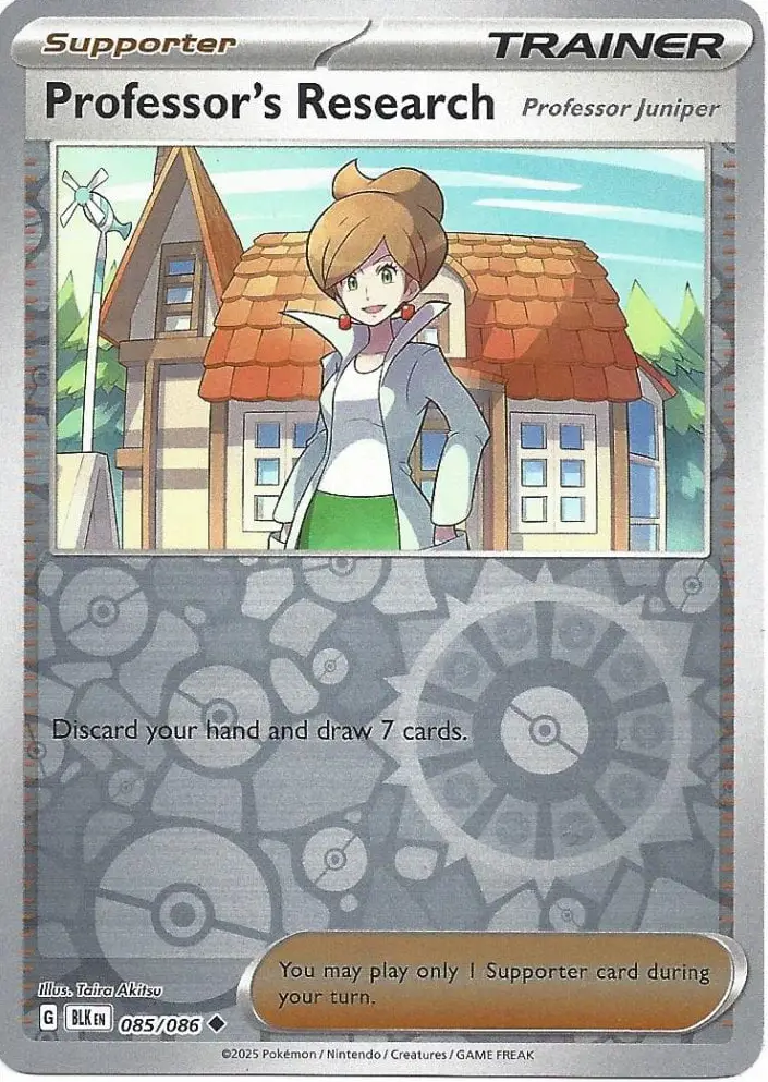 BLK - Black Bolt - 085/086 - Professor's Research (Professor Juniper) (Reverse Holo)