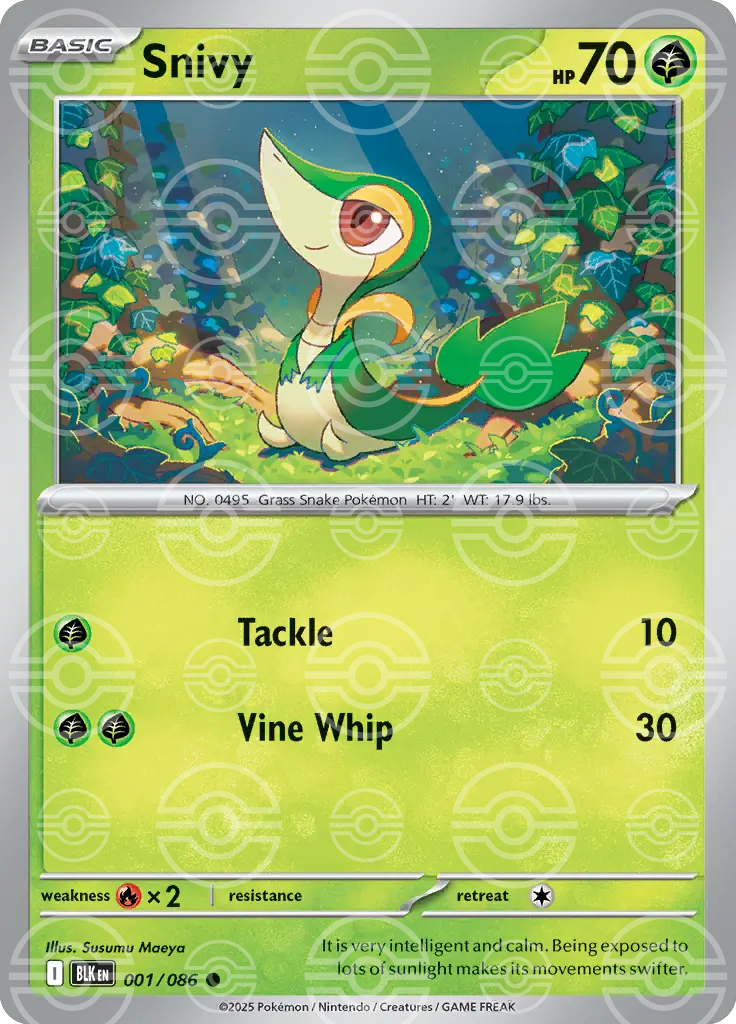 BLK - Black Bolt - 001/086 - Snivy (Poké Ball Holo)