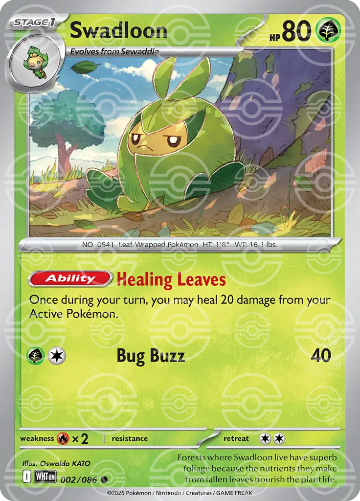 WHT - White Flare - 002/086 - Swadloon (Poké Ball Holo)