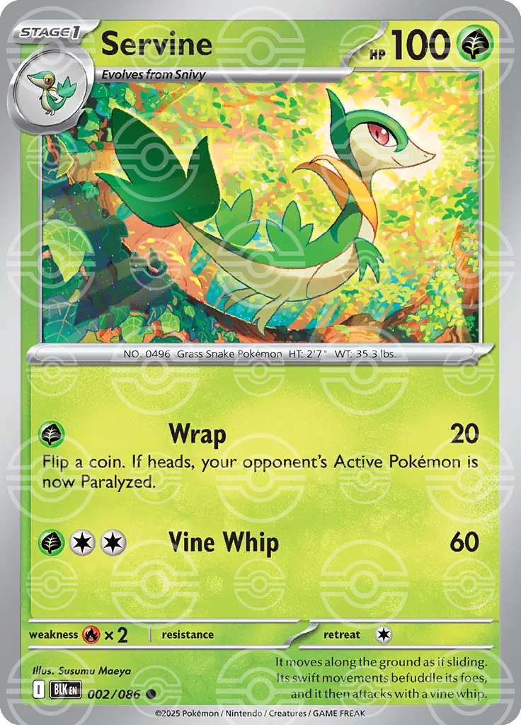 BLK - Black Bolt - 002/086 - Servine (Poké Ball Holo)