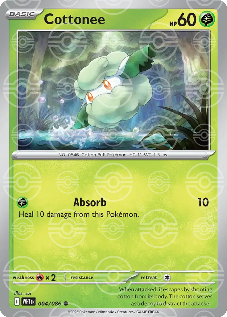 WHT - White Flare - 004/086 - Cottonee (Poké Ball Holo)