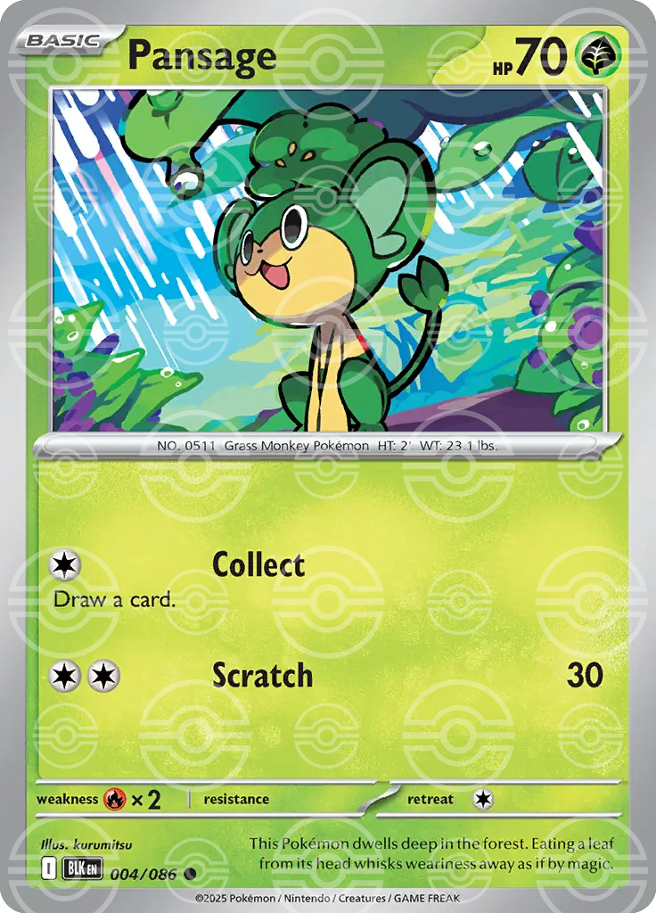 BLK - Black Bolt - 004/086 - Pansage (Poké Ball Holo)