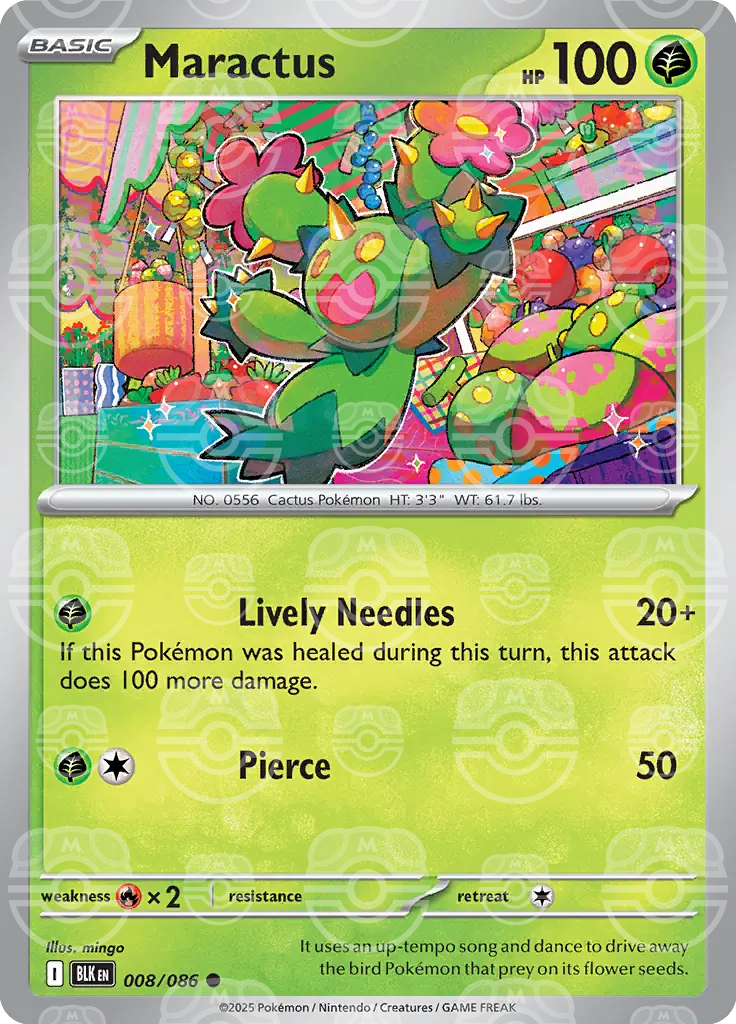 BLK - Black Bolt - 008/086 - Maractus (Master Ball Holo)