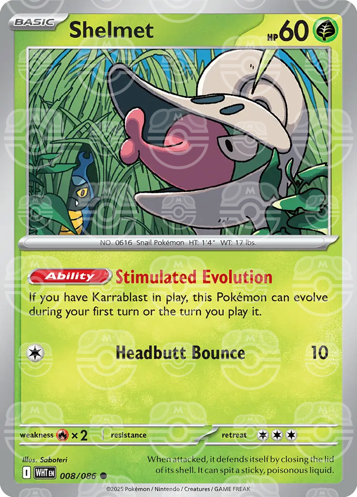 WHT - White Flare - 008/086 - Shelmet (Master Ball Holo)