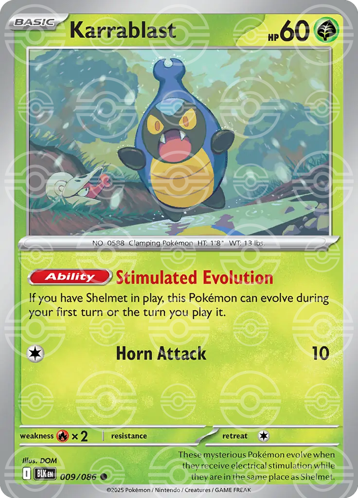 BLK - Black Bolt - 009/086 - Karrablast (Poké Ball Holo)