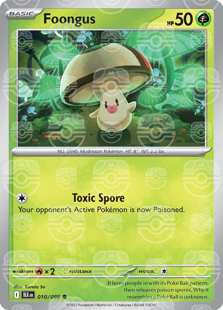 BLK - Black Bolt - 010/086 - Foongus (Master Ball Holo)