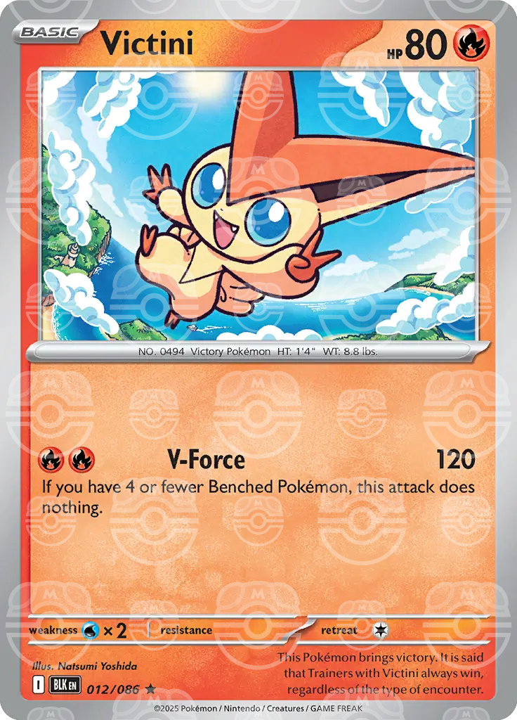 BLK - Black Bolt - 012/086 - Victini (Master Ball Holo)