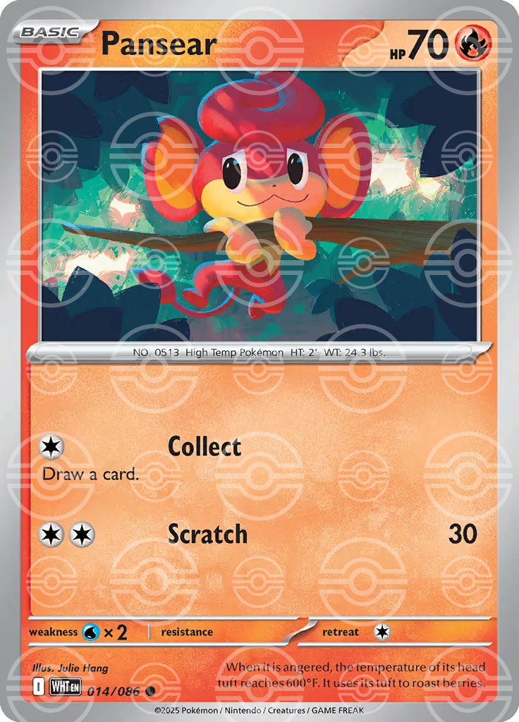 WHT - White Flare - 014/086 - Pansear (Poké Ball Holo)
