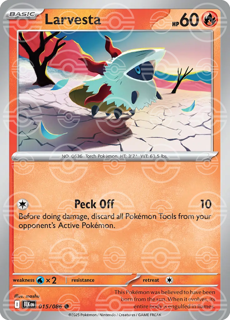 BLK - Black Bolt - 015/086 - Larvesta (Poké Ball Holo)