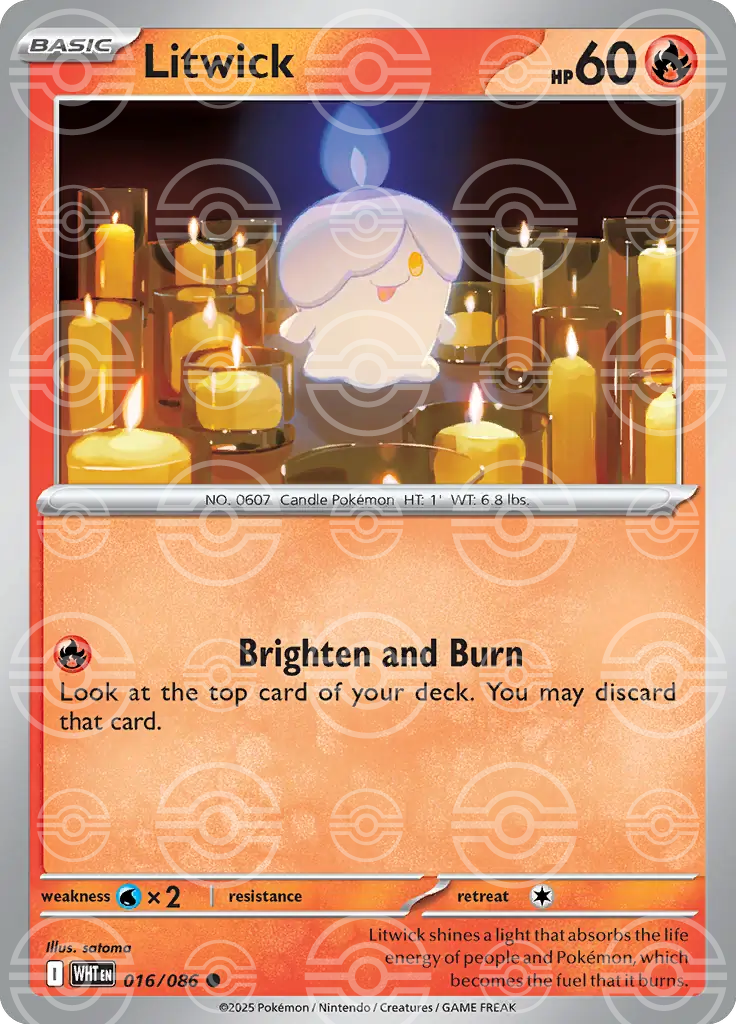 WHT - White Flare - 016/086 - Litwick (Poké Ball Holo)