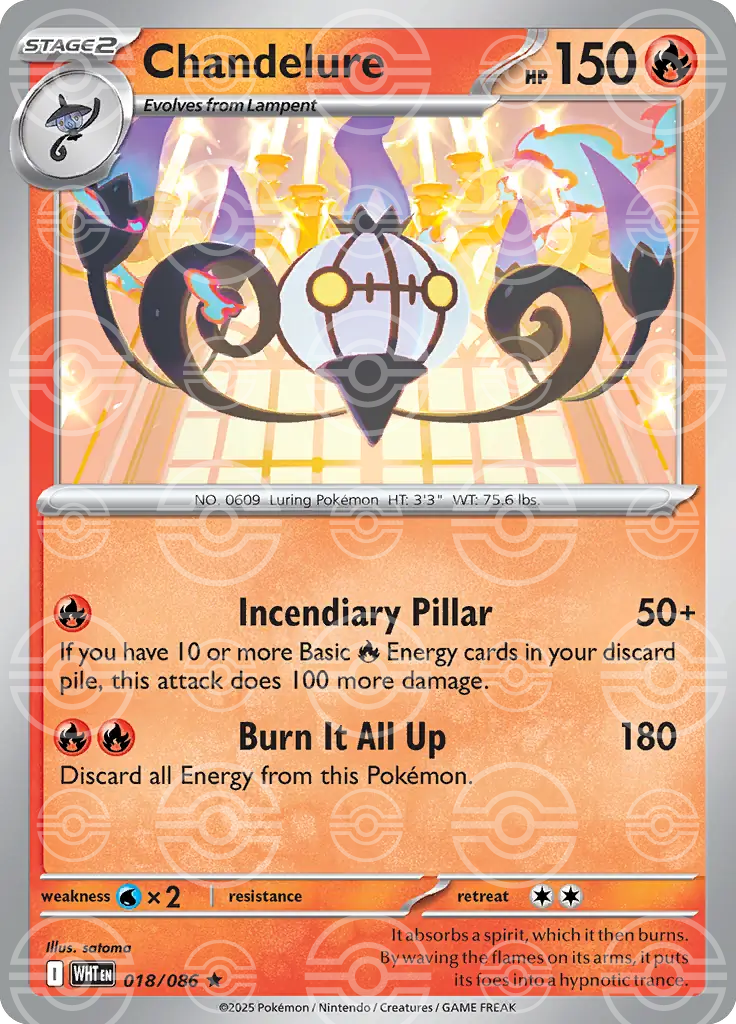 WHT - White Flare - 018/086 - Chandelure (Poké Ball Holo)