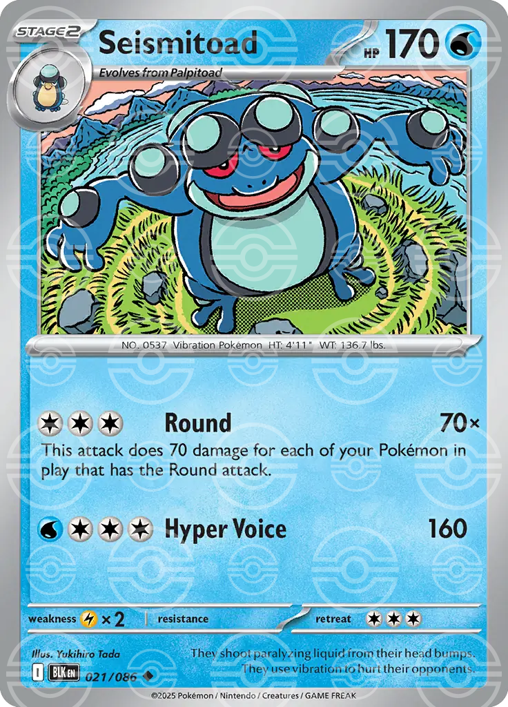BLK - Black Bolt - 021/086 - Seismitoad (Poké Ball Holo)