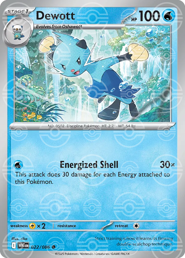 WHT - White Flare - 022/086 - Dewott (Poké Ball Holo)