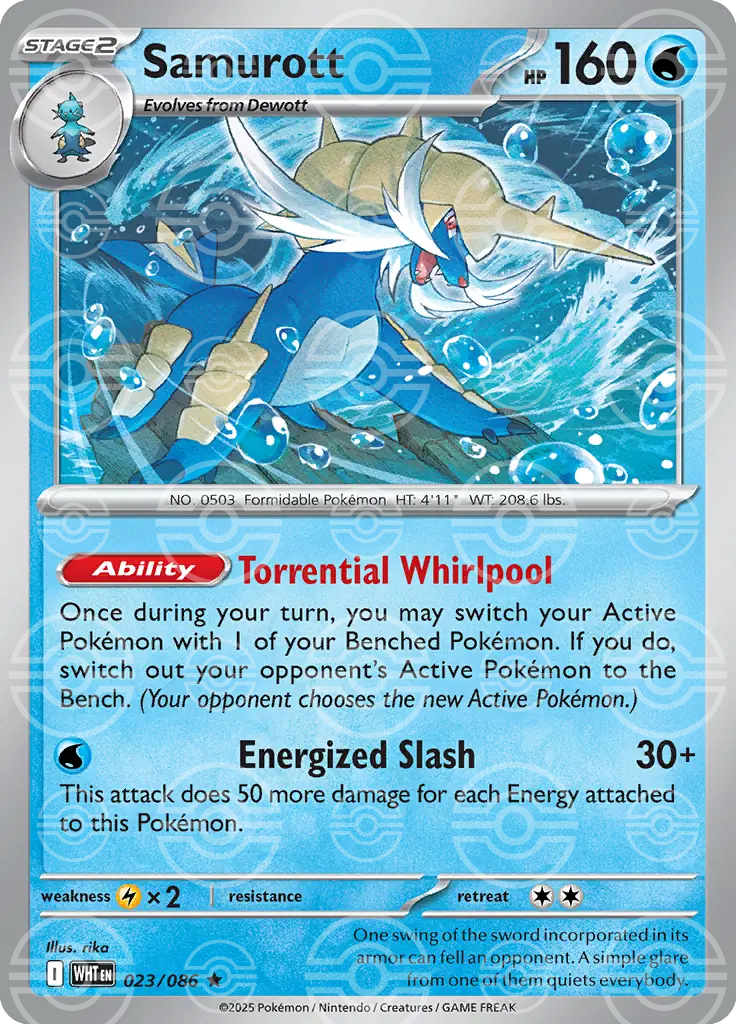 WHT - White Flare - 023/086 - Samurott (Poké Ball Holo)