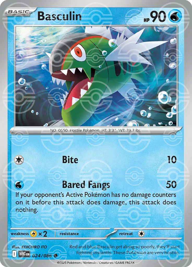 WHT - White Flare - 024/086 - Basculin (Poké Ball Holo)