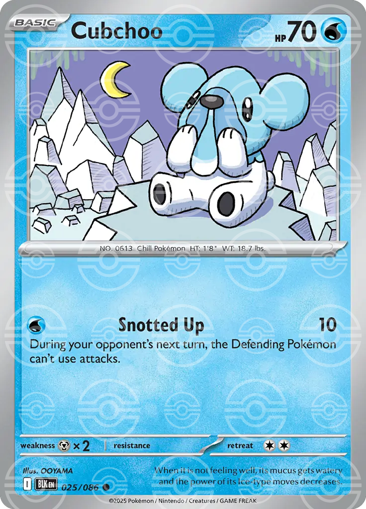 BLK - Black Bolt - 025/086 - Cubchoo (Poké Ball Holo)