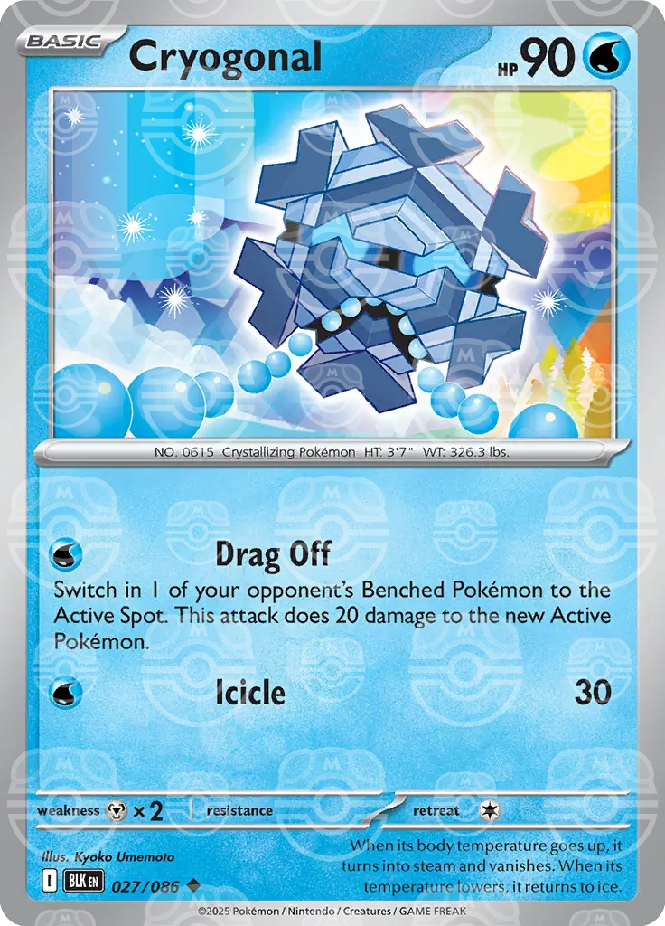 BLK - Black Bolt - 027/086 - Cryogonal (Master Ball Holo)