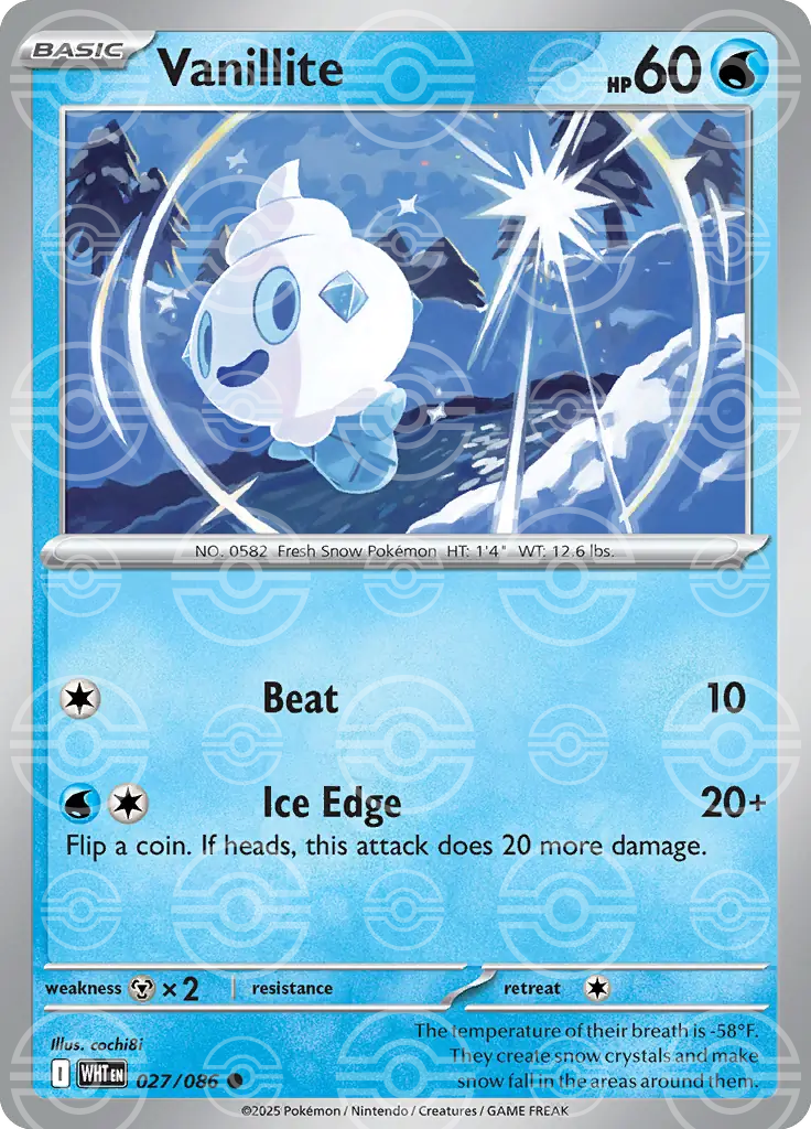 WHT - White Flare - 027/086 - Vanillite (Poké Ball Holo)